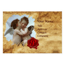 Cupid and Psyche as Children MONOGRAM Parchment Business Card Template