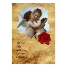 Cupid and Psyche as Children MONOGRAM Parchment Business Card Template