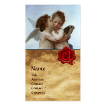 Cupid and Psyche as Children MONOGRAM Parchment Business Card
