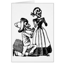 Cupid Calavera, Skeleton Lovers c. 1900s Greeting Cards
