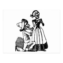 Cupid Calavera, Skeleton Lovers c. 1900s Postcard
