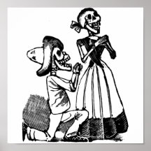 Cupid Calavera, Skeleton Lovers c. 1900s Print