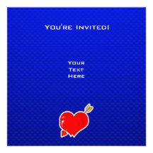 Cupid Heart & Arrow; Blue Personalised Announcements