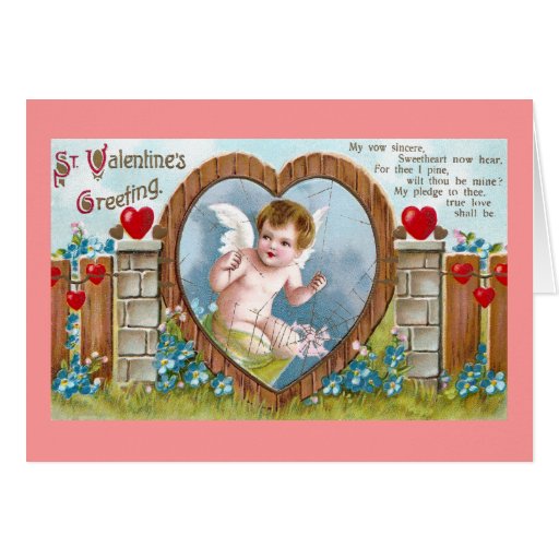 Cupid in Gateway to Your Heart Vintage Valentine Greeting Card