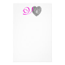 CUPID LACE HEART MONOGRAM, pink fuchsia Personalised Stationery