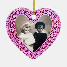 CUPID LACE HEART PHOTO TEMPLATE,pink purple Christmas Ornament