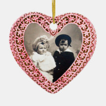 CUPID LACE HEART PHOTO TEMPLATE,pink red Christmas Ornament