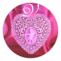 CUPID LACE HEART SILK FUCHSIA CLOTH , Pink Violet stickers