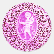 CUPID LACE HEARTdetail .pink Round Sticker