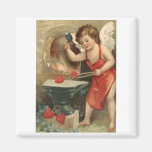 Cupid Making Hearts Vintage Valentine Fridge Magnets