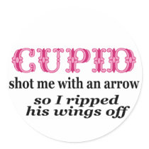 Cupid - Wings Off Round Stickers