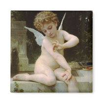 Cupid With a Butterfly by William Bouguereau Magnets