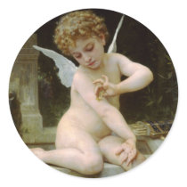 Cupid With a Butterfly by William Bouguereau Round Sticker