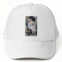 cupid woman work interrupted w bouguereau trucker hat
