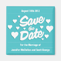 Curacao Blue Save the Date Hearts Save the Date Ma magnets