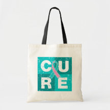 CURE Hereditary Breast Cancer Distressed Cube Canvas Bags