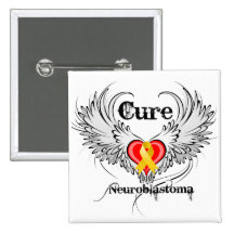 Cure Neuroblastoma Heart Tattoo Wings Button