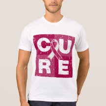 CURE Throat Cancer Distressed Cube Shirts