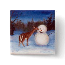 Curiosity Deer and Snowman Button