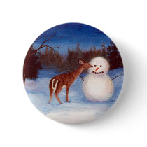 Curiosity Deer and Snowman Button