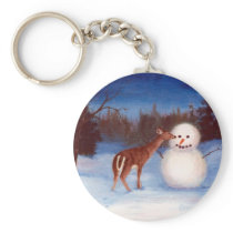 Curiosity Deer and Snowman Keychain