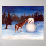 Curiosity Deer and Snowman Poster posters