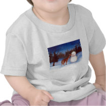 Curiosity Deer and Snowman Toddler Tshirt