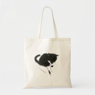 Curious Black and White Cat Bag