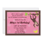 Curious Monkey Pink invitations