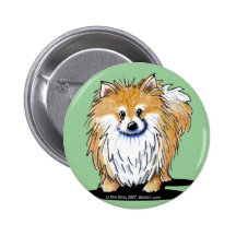 Curious Pomeranian Pinback Buttons