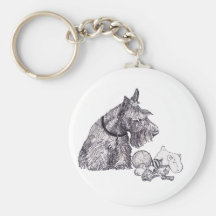 Curious Scottish Terrier Mine, all Mine Key Chains