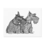 Curious Scottish Terriers Pen & Ink Sketch Postcard
