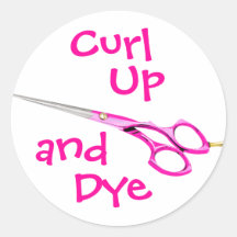 Curl, Up, and, Dye Round Stickers