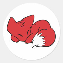 Curled Sleeping Fox Round Sticker