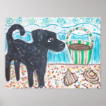 Curly-Coated Retriever at the Beach Posters