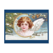 Curly Haired Angel Vintage Christmas Postcards