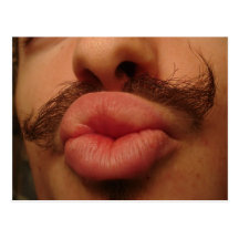 Curly Moustache Smooches Postcard