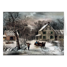Currier & Ives - Greeting Card - Homestead Winter