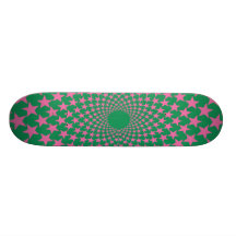 Curved Stars (Pink/Green) Skateboard Deck