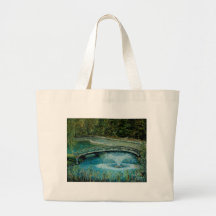 Curved Walking Bridge with Fountain Art Canvas Bag