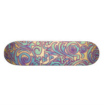 Curvy Lines Batik Purple Skateboard