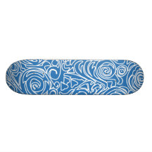 Curvy Lines Blue Skateboard
