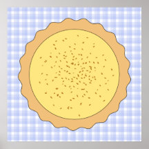 Custard Pie. Yellow Tart, with Blue Gingham. Poster