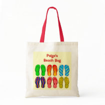 Custom 6 Pairs Colourful Flip Flops Beach Tote Bag