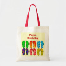 Custom 6 Pairs Colourful Flip Flops Beach Tote Bag