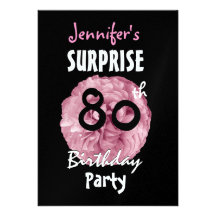 Custom 80th SURPRISE Birthday Party Invitation