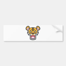Custom Angry Tiger Cartoon Bumper Sticker