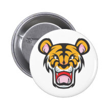 Custom Angry Tiger Cartoon Button