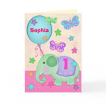 Custom Baby Girl's First Birthday Cupcake Card