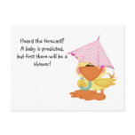 Custom Baby Shower Invite-Pink Duck in Rain Postcards